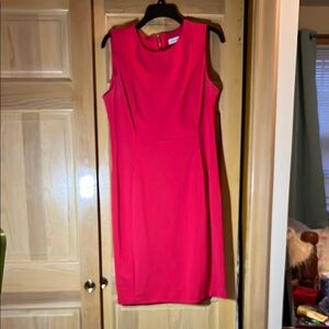 Calvin Klein Pink Sheath Mini Dress Sleeveless Crew Neck